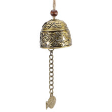 Golden Metal Wind Chime for Car and Garden Decoration, Chinese Style Dragon Fish Pattern, Vintage Hanging Bell