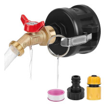 IBC Tote Adapter with Brass Hose Faucet, 2 Inch Cam Lock for 275-330 Gallon Tank, Garden Hose Connector