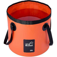 Opvouwbare emmer van 20 liter, oranje, draagbare waterdrager/wastobbe voor kamperen, vissen en reizen.