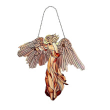 Angel Pendant Acrylic Wall Hanging with Wings, Home and Office Decoration, 30cm x 29cm