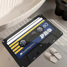 Zerbino con motivo a CD, 50x80 cm, tappetino da bagno in gomma effetto fango diatomo con retro antiscivolo