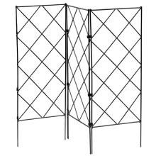 3pcs Foldable Plant Climbing Trellis Frame, Metal Iron Garden Flower Plant Support, Rustproof Black