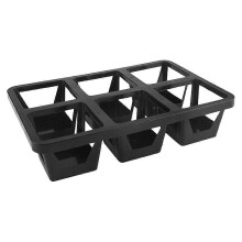Multi Pot Plastic Flowerpot Tray for Gardening, 3Pcs 6 Grid Succulent Holder Stand, Black