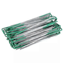 Artificial Grass Turf U Pins Galvanised Steel Pegs Staples Green PU Coated 50pcs