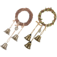 Campanelli a vento da appendere, campanelli da strega, ornamenti da giardino in rattan e ferro con zirconi, set da 2 pezzi per la porta
