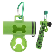 Poop Bag Holder for Dogs with Hanging Hook, Rectangular Pet Waste Bag Carrier for Walking and Running, Green
