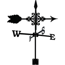 Metalen windwijzer met pijlornament, 35x50 cm, roestvrijstalen windrichtingsmeter voor in de tuin.