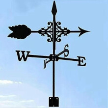 Metalen windwijzer met paal, windrichtingsaanwijzer voor de tuin, dakmontage met dierenheksendesign voor buitendecoratie