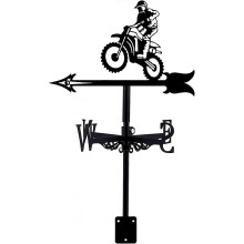 Motorfiets windwijzer van roestvrij staal met montageset voor dak of tuin.