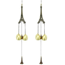 Vintage Style Wind Chime Bells, 4Pcs Hanging Pendant Iron Tower for Garden Decoration, Copper Alloy