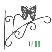 Supporto in ferro per piante sospese con design a farfalla, gancio nero per giardino, balcone, lanterne e mangiatoie uccelli