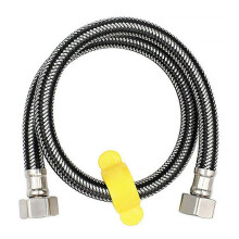 Stainless Steel Short Garden Hose, 1/2 Inch Sink Toilet Dual-Head Flexible Metal Hose, 1m