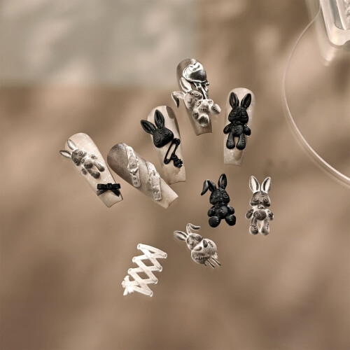 Small Rabbits Shaped Nail Stamp Template Reusable Silicone Mould 2