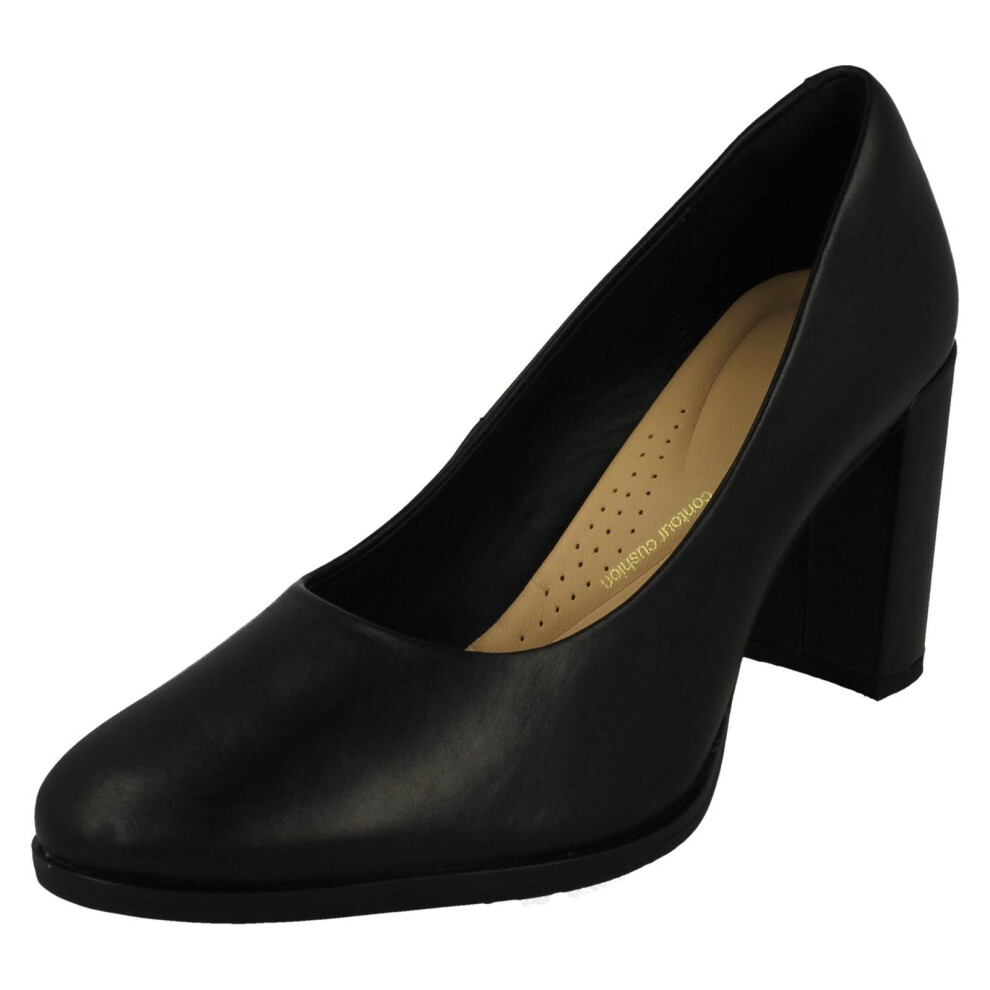 Clarks (, Uk 6.5) Ladies Elegant Heeled Court Shoes - Freva85 Court Black