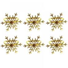 Ronds de serviette flocons de neige dorés, lot de 6
