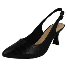 (Black, UK 5.5) Ladies Clarks Buckle Fastening Slingback Shoes - Kataleyna Step
