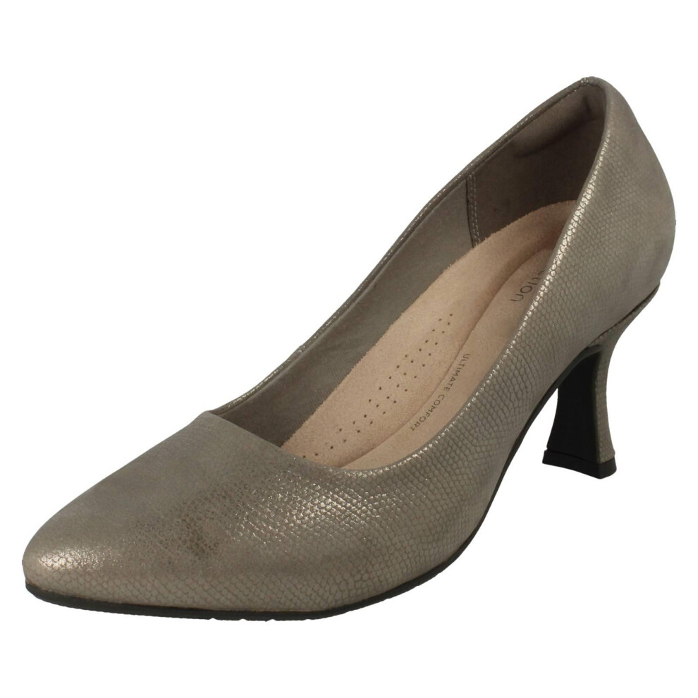 Clarks (, Uk 6.5) Ladies Elegant Pointed Toe Court Shoes - Kataleyna Gem Silver