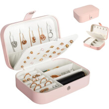 Jewelry Box PU Leather Travel Organizer Pink