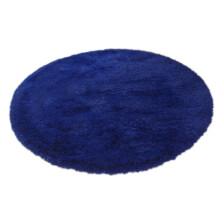 Navy Blue Fluffy Round Area Rug 5 ft