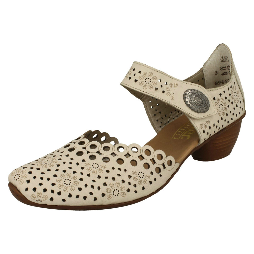 Rieker (Beige, Uk 7.5) Ladies Punched Detailed Summer Shoes 43753