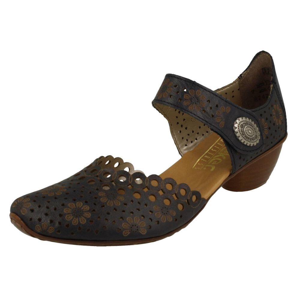 Rieker (Blue, Uk 8) Ladies Punched Detailed Summer Shoes 43753