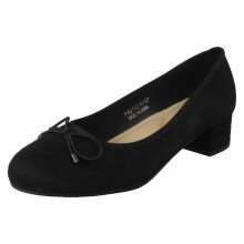 (Black, UK 8) Ladies Spot On Short Heel Bow Detailed Court Shoes F90152