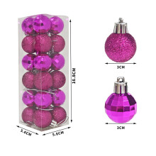 Staron 24-Piece Pink Christmas Ball Ornaments, 3 cm