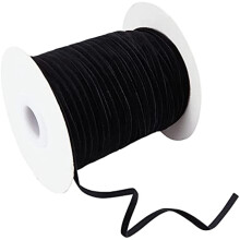 Black Polyester Velvet Ribbon 3x0.5mm 50 Yards