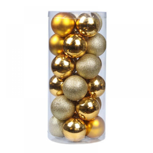 Gold Plastic Shatterproof Christmas Ornaments 24 pcs 1.2