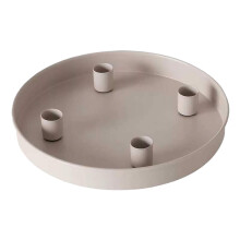 Round metal taper candle holder tray with 4 holes