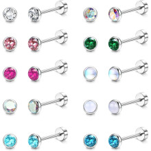 Flat Back Stud Earrings 316L Surgical Steel 10 Pairs