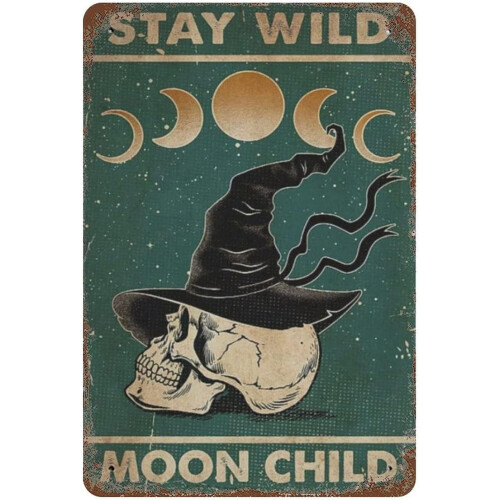 Μεταλλική πινακίδα Vintage Stay Wild Moon για παιδιά 8x12 ιντσών