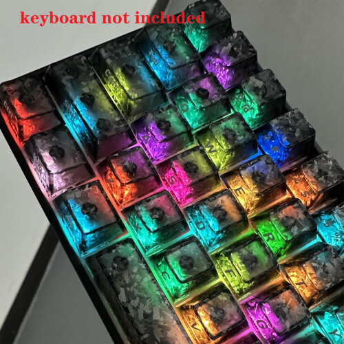 119 Key Carbon Fiber Texture Keycaps Profile PC Keycaps-White 2