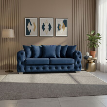 (2 Seater, Blue) Luxury Ashton Scatter Back Sofa Set Plush Velvet 3-Seater, 2-Seater, 5-Seater Corner Sofa Settee Couch