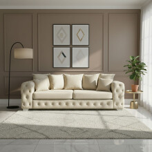 (3 Seater, Cream) Luxury Ashton Scatter Back Sofa Set Plush Velvet 3-Seater, 2-Seater, 5-Seater Corner Sofa Settee Couch