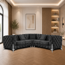 (5 Seater Corner, Black) Corner Sofa 4, 5 & 6 Seater Chesterfield Velvet Couches Longue Settee Chaise Sofas For Living Room