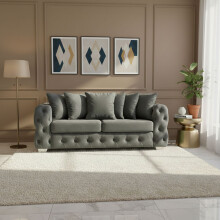 (2 Seater, Grey) Luxury Ashton Scatter Back Sofa Set Plush Velvet 3-Seater, 2-Seater, 5-Seater Corner Sofa Settee Couch