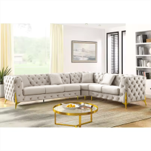 (6 Seater Left Facing, Cream) Corner Sofa 4, 5 & 6 Seater Chesterfield Velvet Couches Longue Settee Chaise Sofas For Living Room