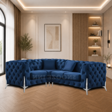 (4 Seater Rght Facing, Blue) Corner Sofa 4, 5 & 6 Seater Chesterfield Velvet Couches Longue Settee Chaise Sofas For Living Room