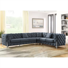 (6 Seater Left Facing, Space Grey) Corner Sofa 4, 5 & 6 Seater Chesterfield Velvet Couches Longue Settee Chaise Sofas For Living Room