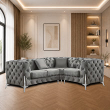(4 Seater Left Facing, Drak Grey) Corner Sofa 4, 5 & 6 Seater Chesterfield Velvet Couches Longue Settee Chaise Sofas For Living Room