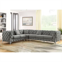 (6 Seater Rght Facing, Drak Grey) Corner Sofa 4, 5 & 6 Seater Chesterfield Velvet Couches Longue Settee Chaise Sofas For Living Room