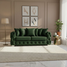 (2 Seater, Green) Luxury Ashton Scatter Back Sofa Set Plush Velvet 3-Seater, 2-Seater, 5-Seater Corner Sofa Settee Couch