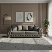 (3 Seater, Grey) Luxury Ashton Scatter Back Sofa Set Plush Velvet 3-Seater, 2-Seater, 5-Seater Corner Sofa Settee Couch