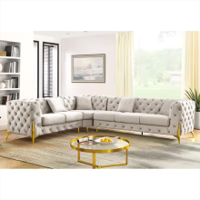 (6 Seater Rght Facing, Cream) Corner Sofa 4, 5 & 6 Seater Chesterfield Velvet Couches Longue Settee Chaise Sofas For Living Room