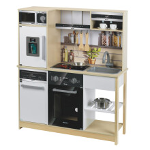 Theo Klein 7188 Miele Family Kitchen I Wood kitchen with stove including light and sound function, microwave and refrigerator with ice cube dispenser