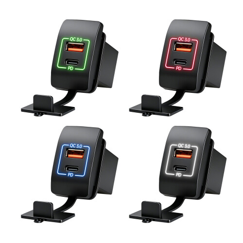 PD30W Type C snellaadadapter autolader met 18W USB-poort-rood 2