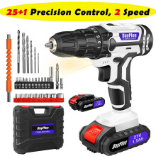 Cordless Drill Set, Powerful Drill bit Sets,Torque 45N, 25+1 Torque Setting, 3/8’’ Keyless Chuck, Electric Drill with 1.5AH Battery and LED Light