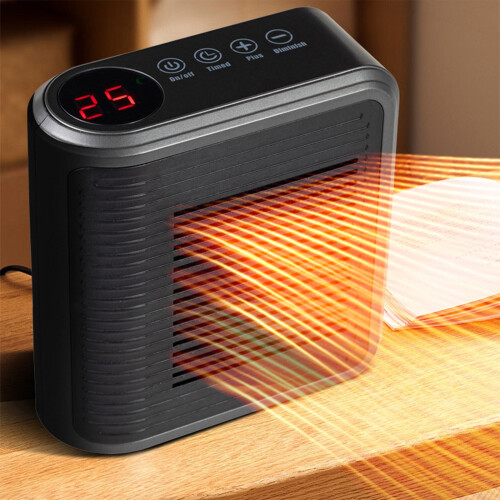 Mini aquecedor de parede com temporizador, 800W