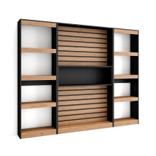 Librería estantería, 230x186x25cm, Roble y negro